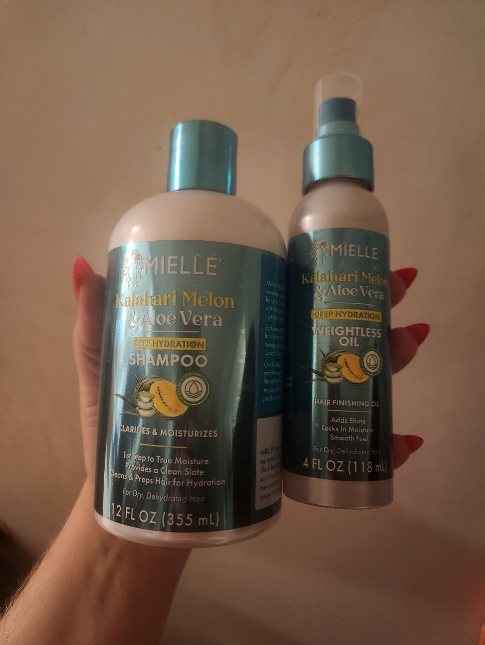Mielle Shampoo And Hair Finishing Oil Kalahari Melon And Aloe Vera